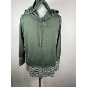 Andree by Unit Womens Green Striped Hem Hoodie Size Small Casual Comfort